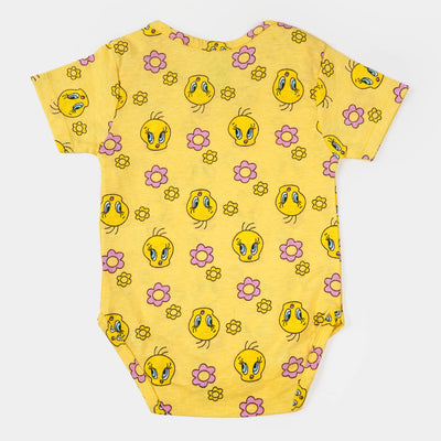 Infant Girls Cotton Romper Character- Yellow