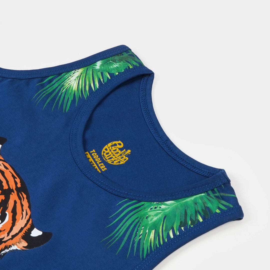 Boys Cotton Sando Tiger - Navy