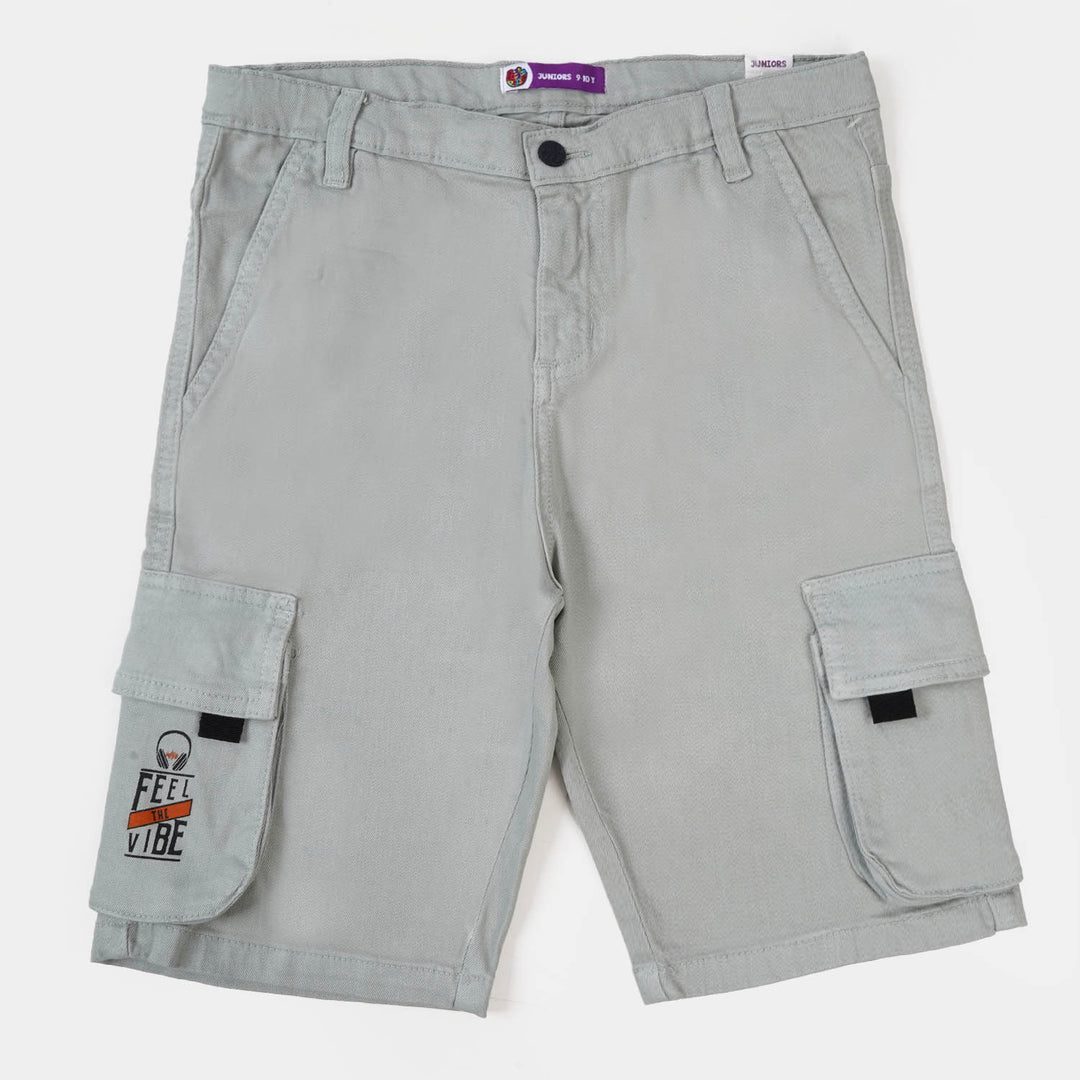 Boys Cotton Short Feel The Vibe - GREY