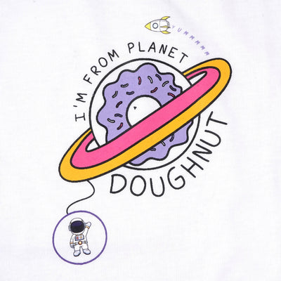 Infant Girls Cotton Night Suit Doughnut - White