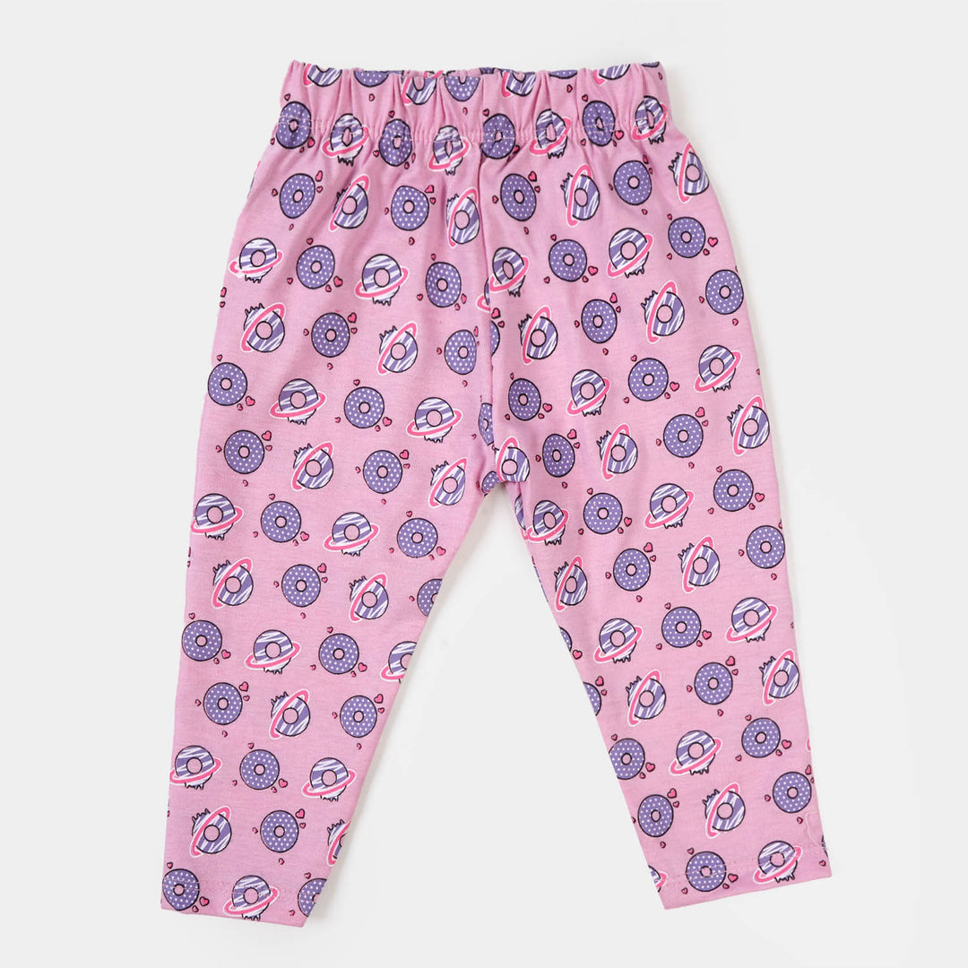 Infant Girls Cotton Night Suit Doughnut - White