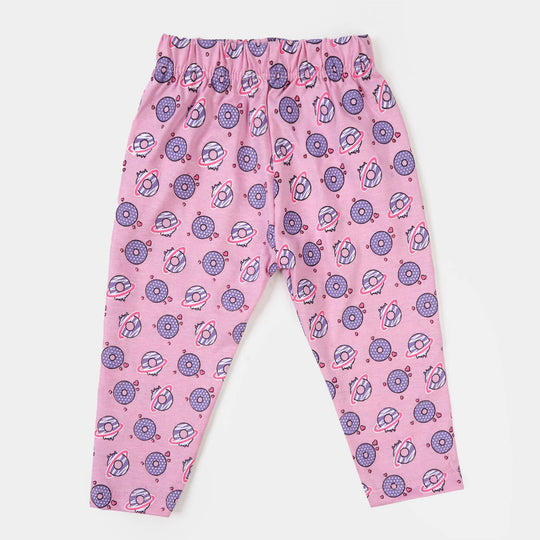 Infant Girls Cotton Night Suit Doughnut - White