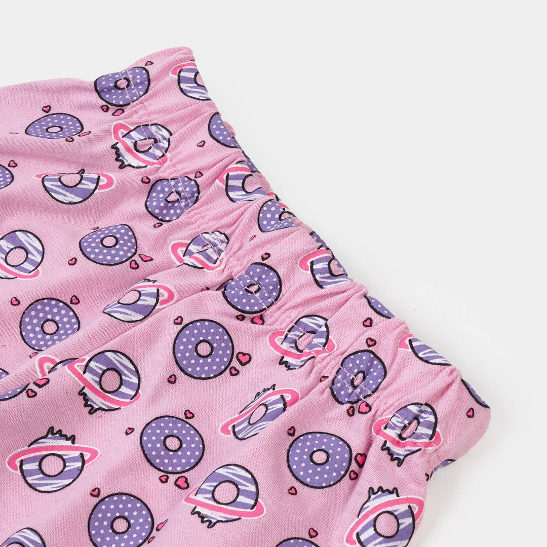 Infant Girls Cotton Night Suit Doughnut - White
