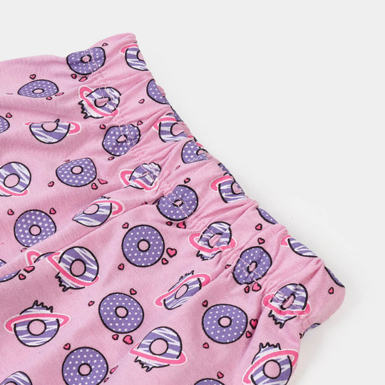 Infant Girls Cotton Night Suit Doughnut - White
