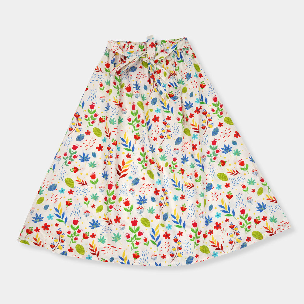 Girls Long Skirt Printed -Multi