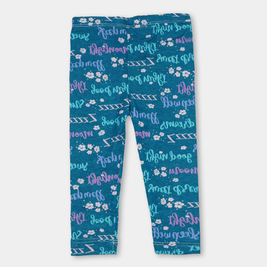 Girls Tight Printed Moon Light - Teal Green
