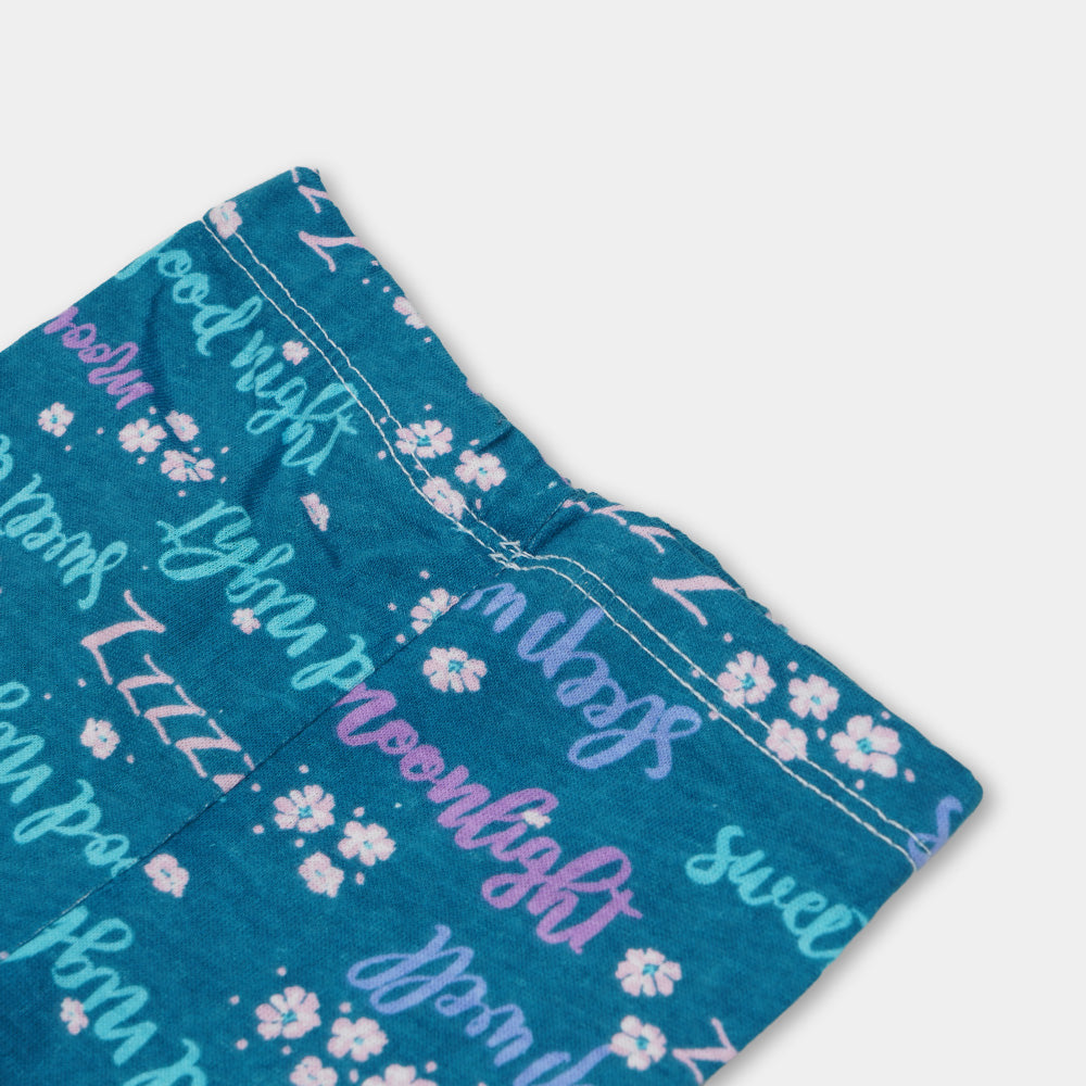Girls Tight Printed Moon Light - Teal Green