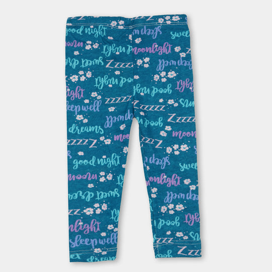 Girls Tight Printed Moon Light - Teal Green