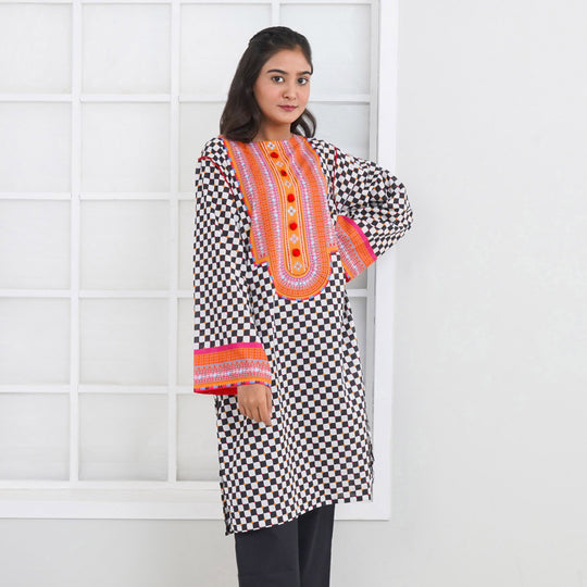 Teens Girls Cotton Digital Print Kurti Checked - Multi