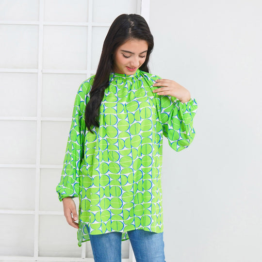 Teens Girls Casual Top Circles | Green