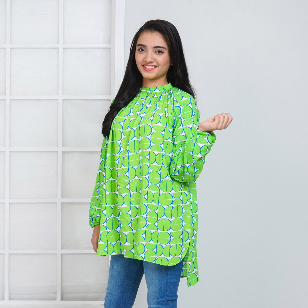 Teens Girls Casual Top Circles | Green