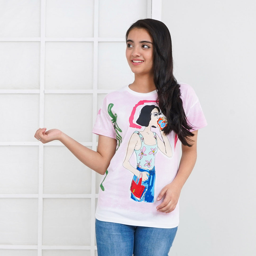 Teens Girls Cotton T-Shirt Soda | White