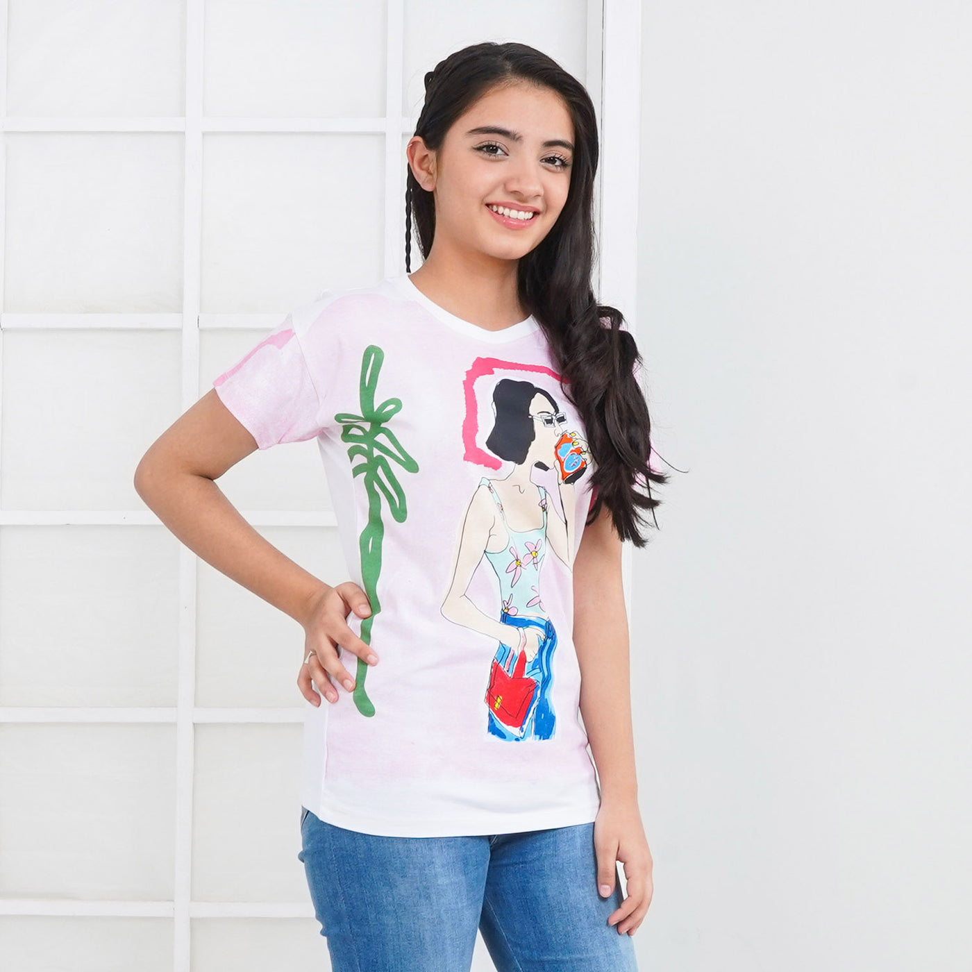 Teens Girls Cotton T-Shirt Soda | White