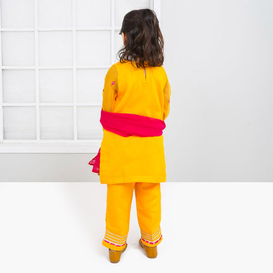 Girls Fancy 3PCs Billing - Yellow