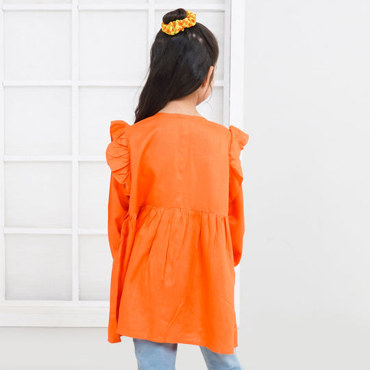 Girls Jacquard EMB Top Glory - ORANGE