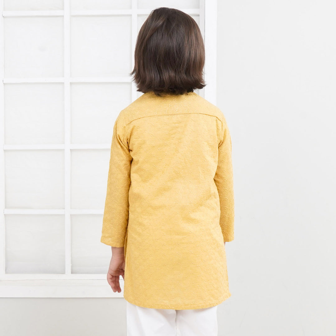 Boys Chicken Kurta - Yellow