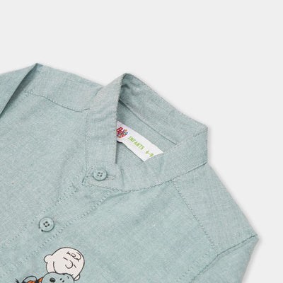 Infant Boys Casual Shirt Cartoon Character & Friends - LT. Green