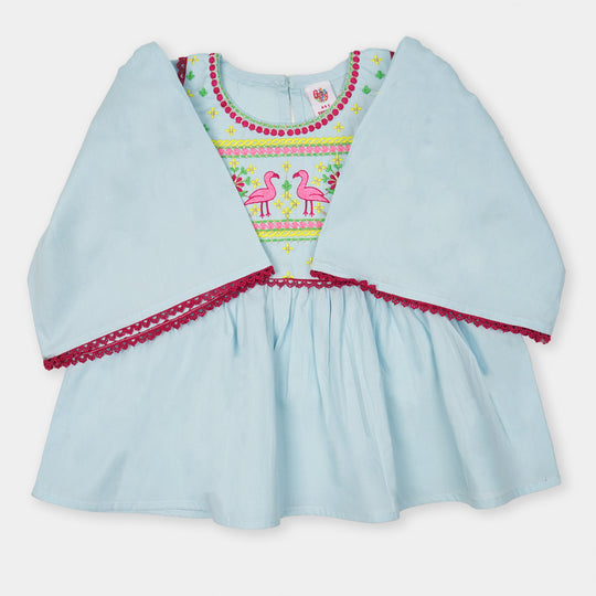 Girls EMB Top Sparkling Flamingo - Blue