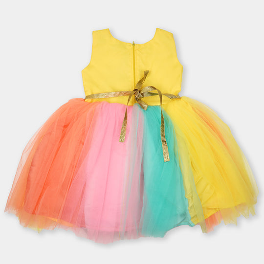 Girls Fancy Frock Character EMB - Yellow