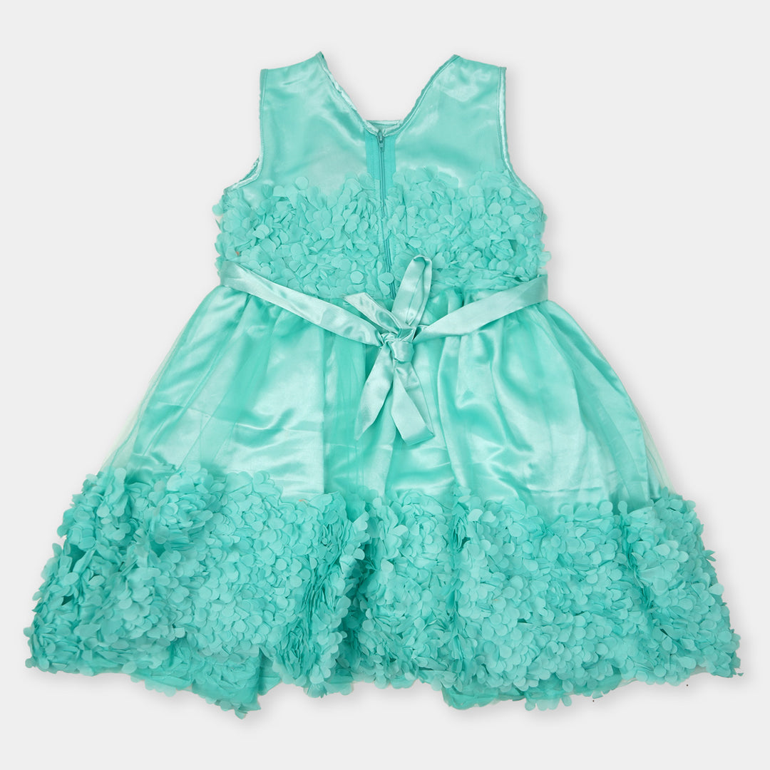 Girls Fancy Frock Flower Brosch - Sea Green