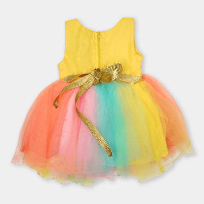 Infant Girls Fancy Frock Character EMB - Yellow