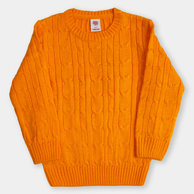 Girls Sweater Cabling Bind - Mustard