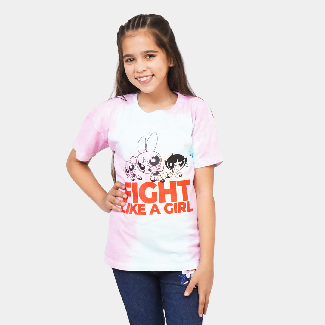 Girls Cotton Jersey T-Shirt Fight - Multi