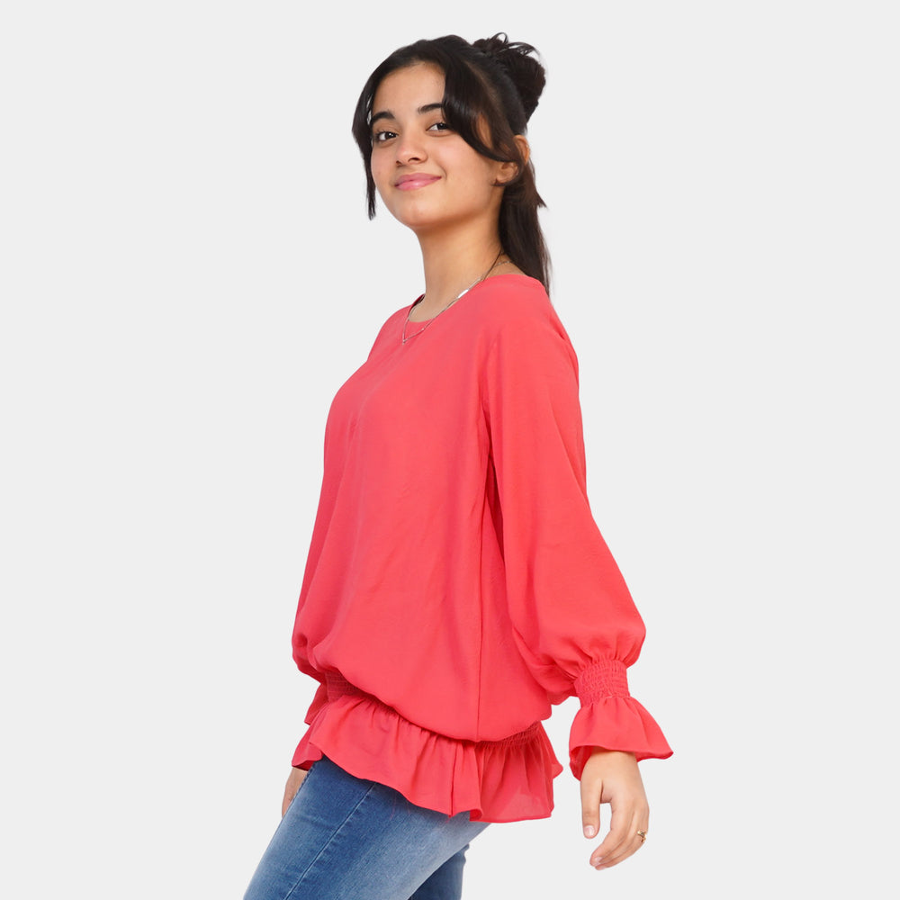 Teens Girls Casual Top Texture Magic | Hot Pink