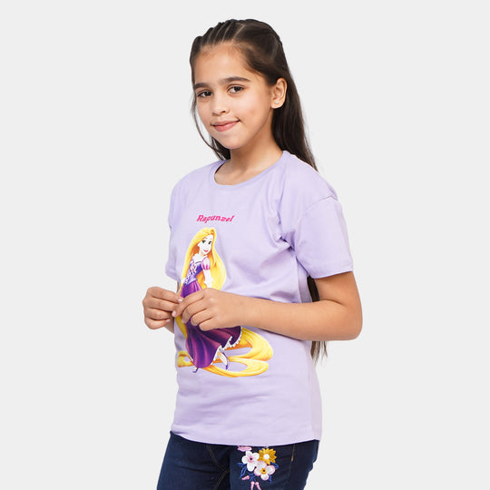 Girls Cotton T-Shirt Rapunzel - Purple