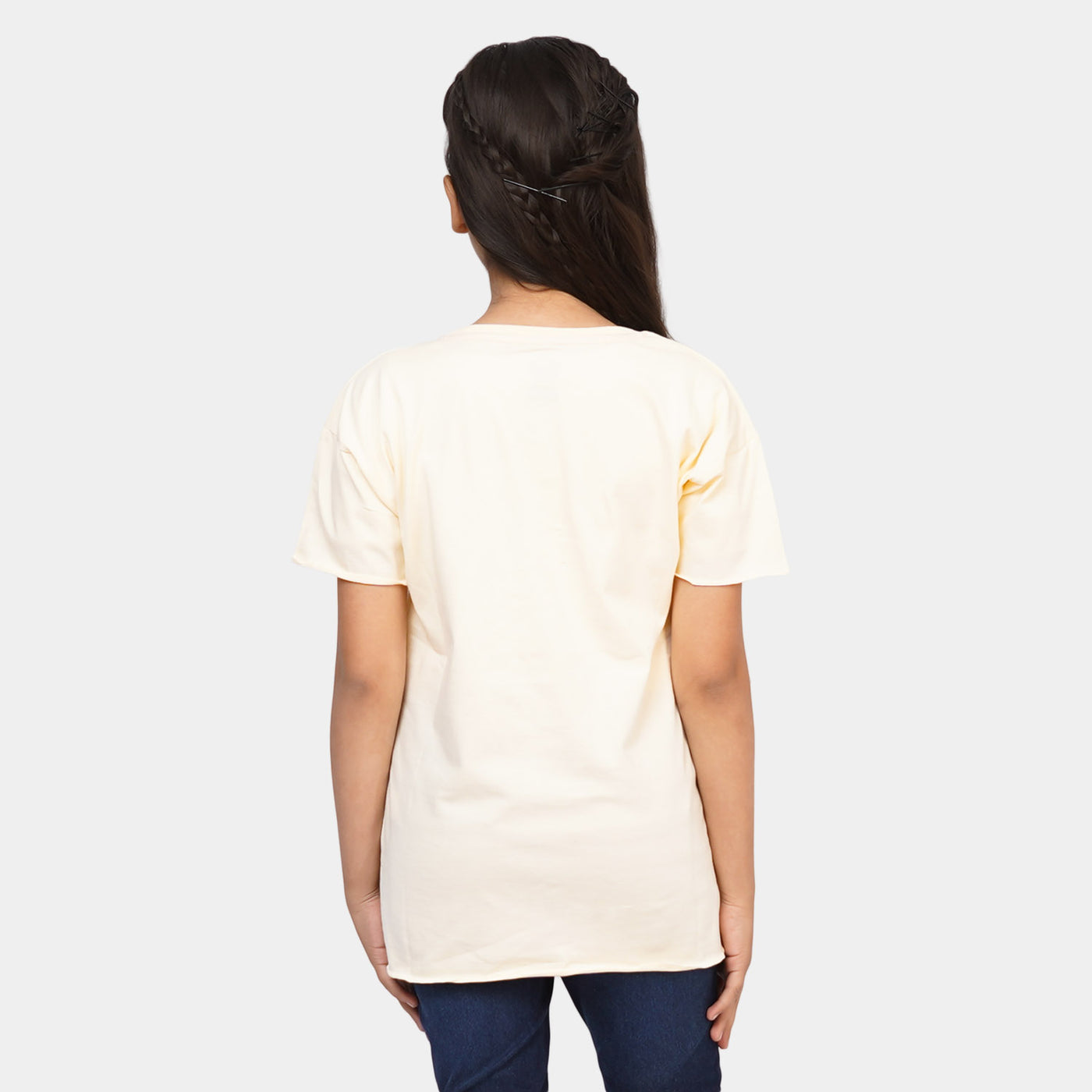 Girls Cotton T-Shirt Choose Happy - Cream