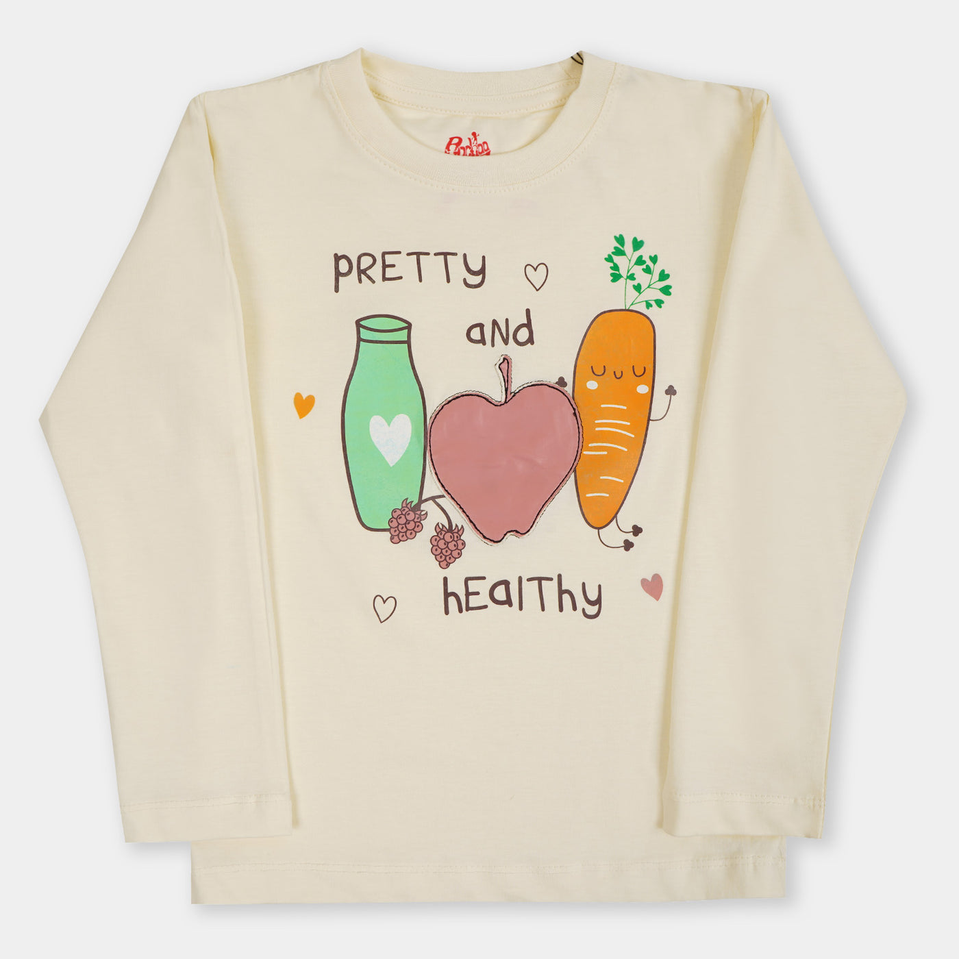 Girls T-Shirt F/S Vegetables - Cream