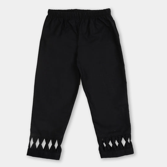 Girls Casual Plain Pant-Black