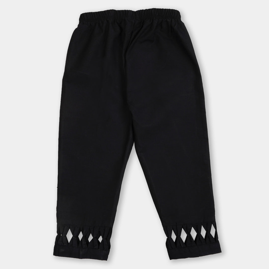 Girls Casual Plain Pant-Black