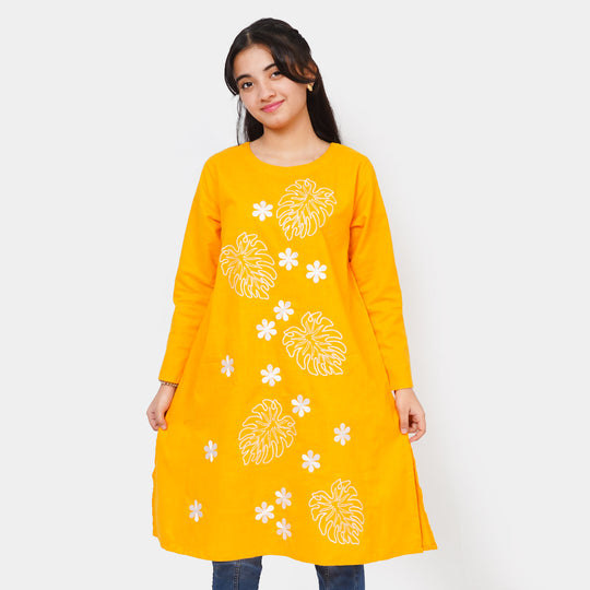 Teens Girls Embroidered Kurti Marigold | Citrus