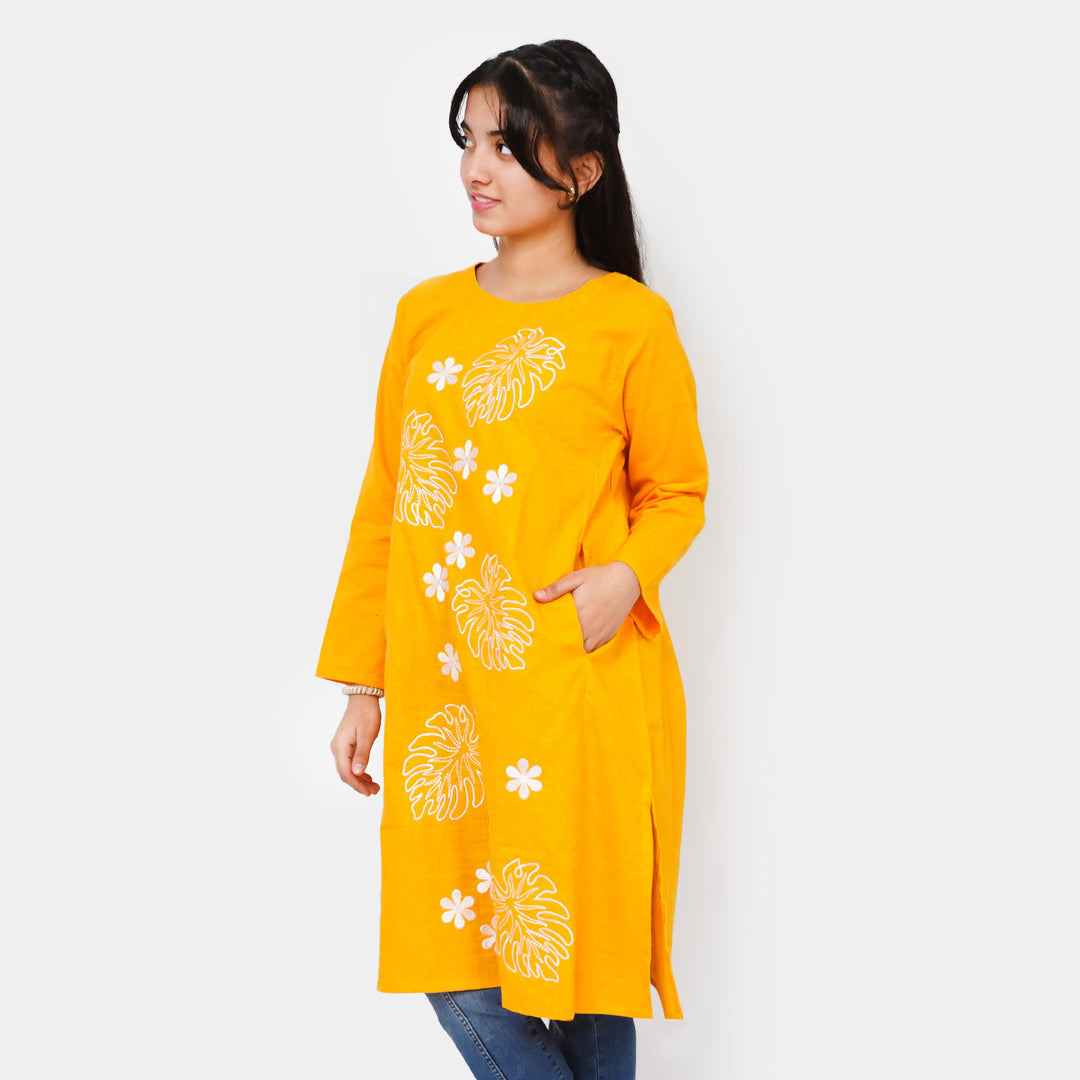 Teens Girls Embroidered Kurti Marigold | Citrus