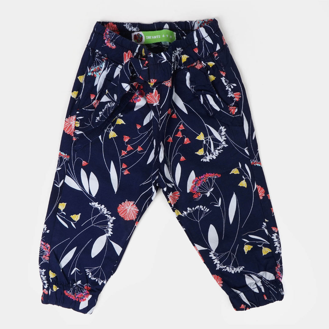 Infant Girls Cotton Pant Flora - Navy Blue