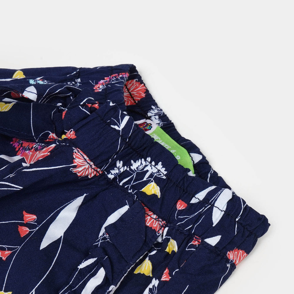 Infant Girls Cotton Pant Flora - Navy Blue