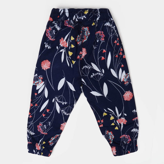 Infant Girls Cotton Pant Flora - Navy Blue