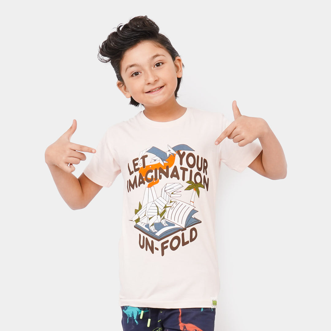 Boys Cotton T-Shirt Imagination - Light Peach