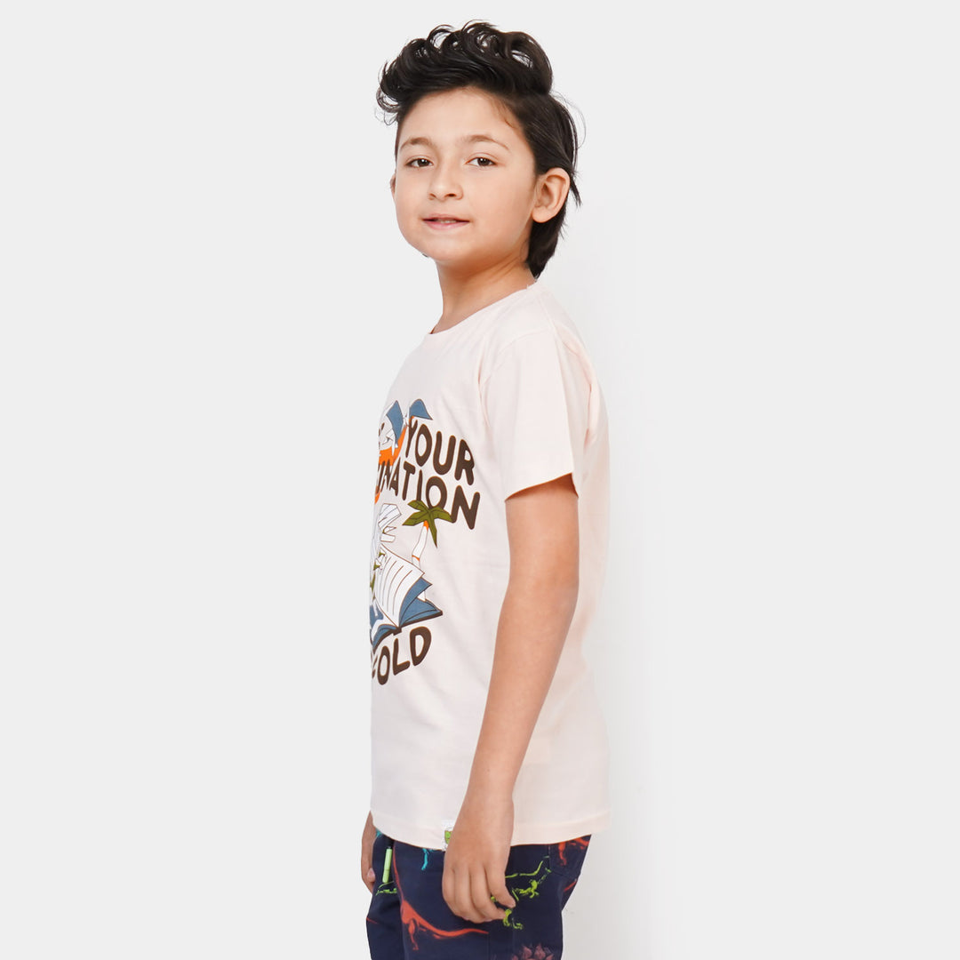 Boys Cotton T-Shirt Imagination - Light Peach