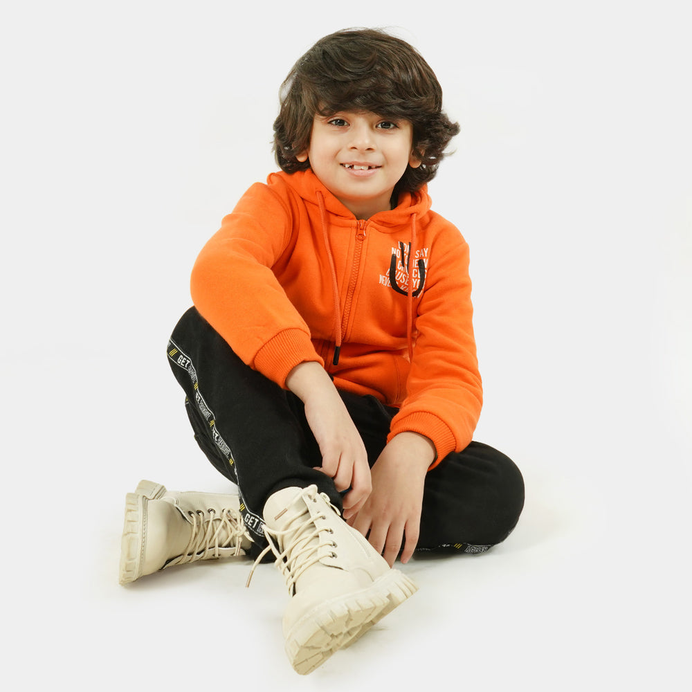 Boys Hooded Knitted Jacket Renounce - ORANGE