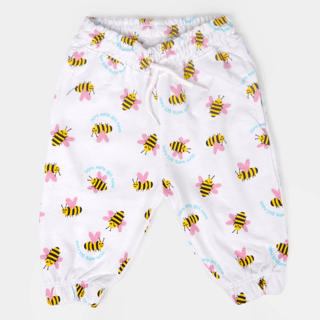 Infant Girls Terry Pyjama Bee - White