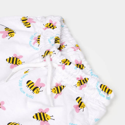 Infant Girls Terry Pyjama Bee - White