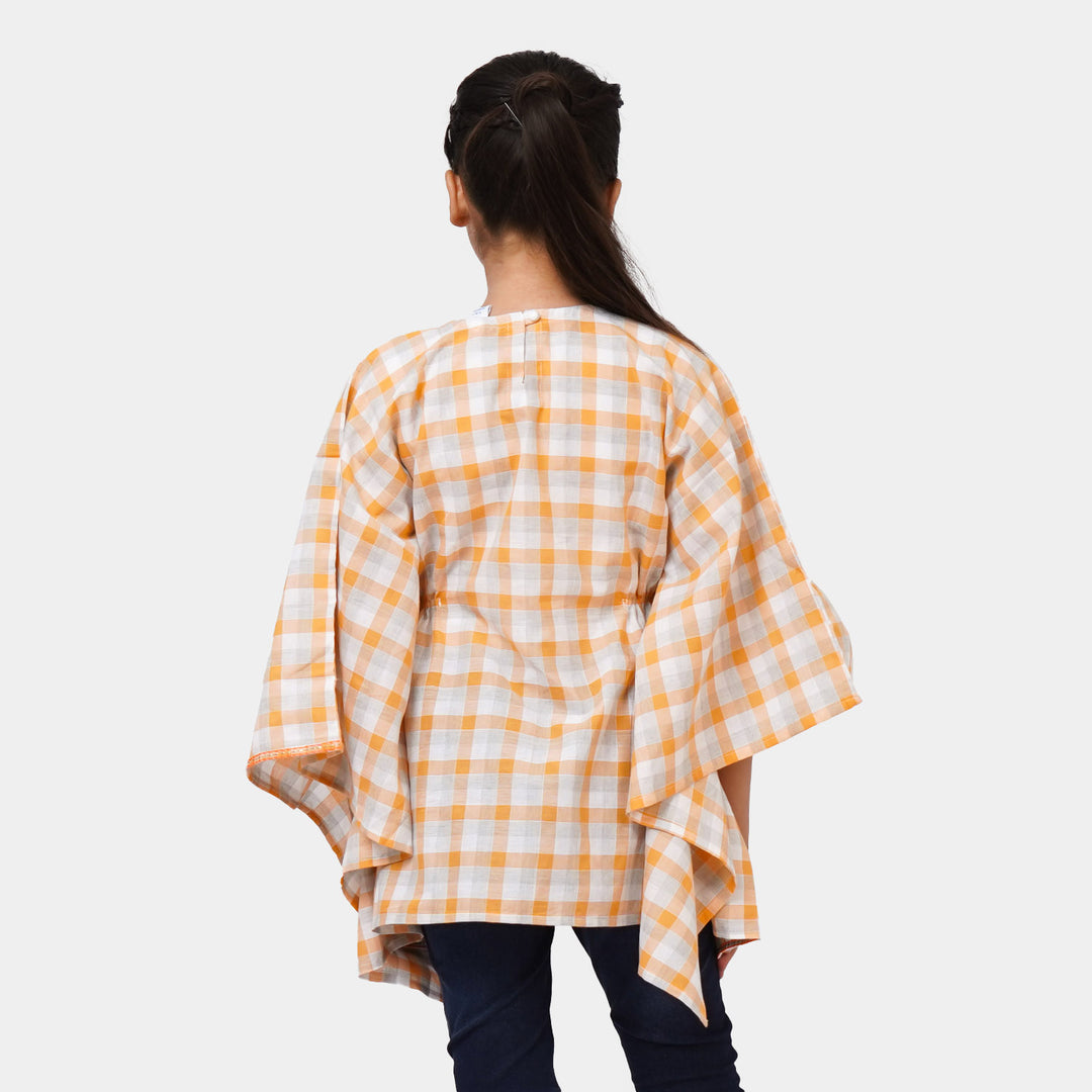 Girls Cotton Embroidered Top - Multi