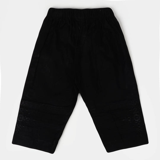 Infant Girls Cotton Straight Pant - BLACK