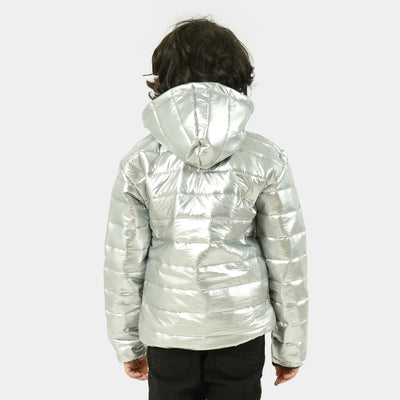 Boys Jacket Quilted Hooded - SILVER