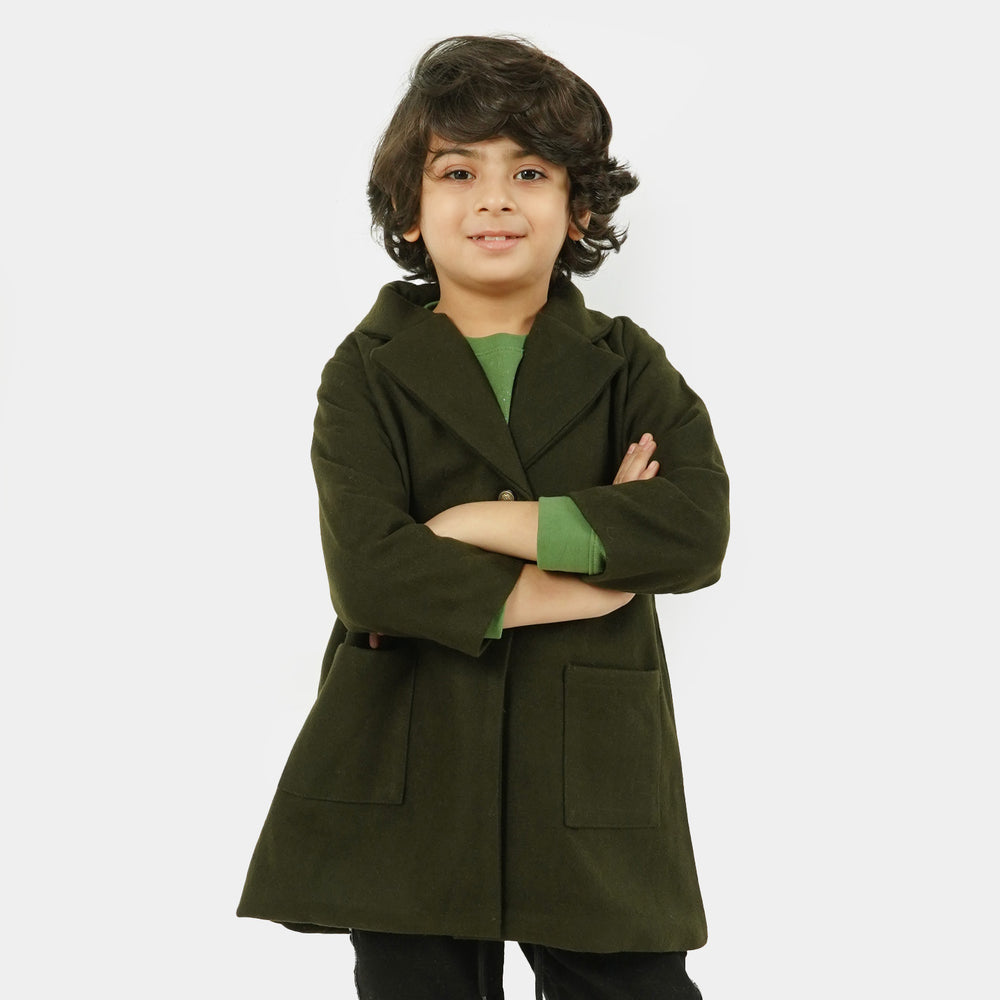 Boys Stylish Wool Coat - Olive