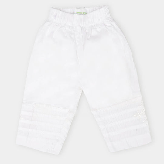 Infant Girls Cotton Straight Pant - White