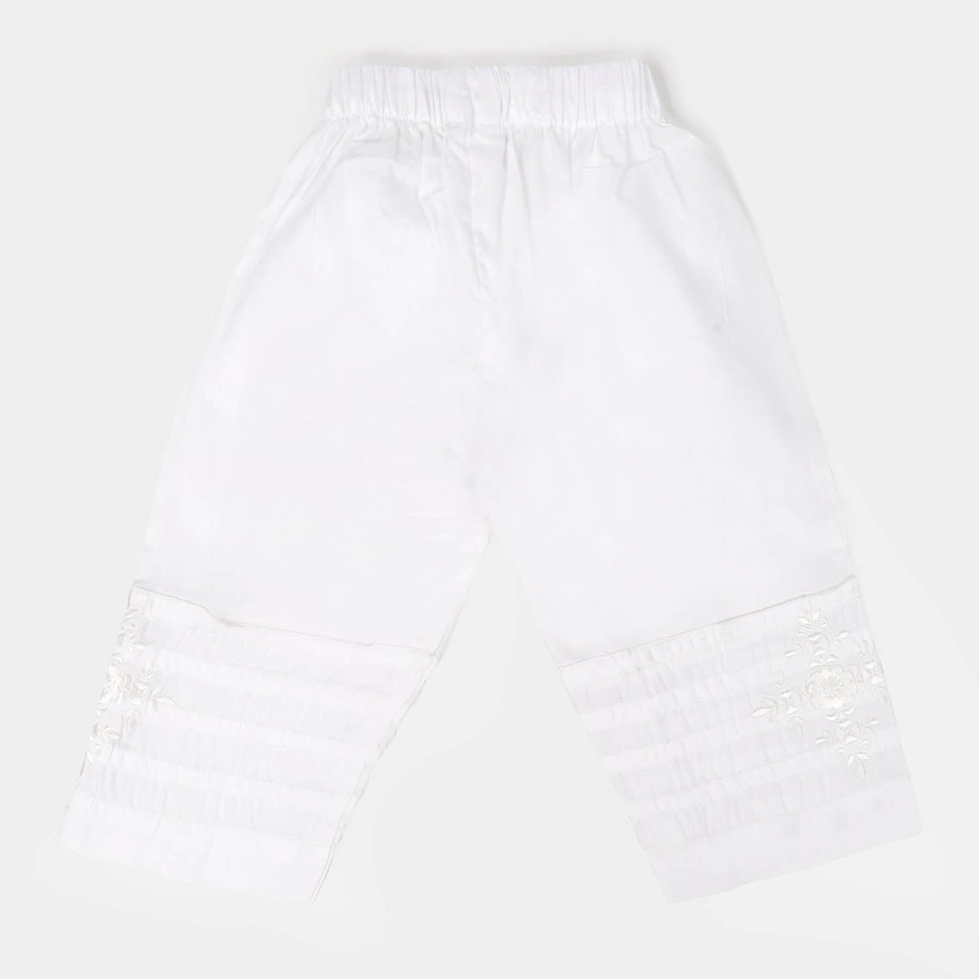 Infant Girls Cotton Straight Pant - White