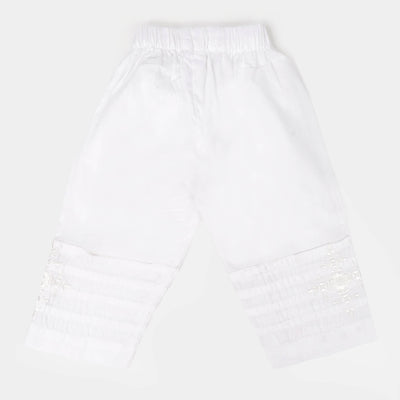 Infant Girls Cotton Straight Pant - White